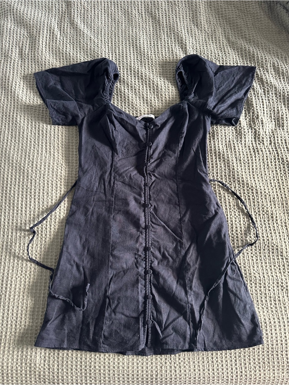 Abercrombie &Fitch Black Puff-Sleeve Button-Front Women's Dress Size M